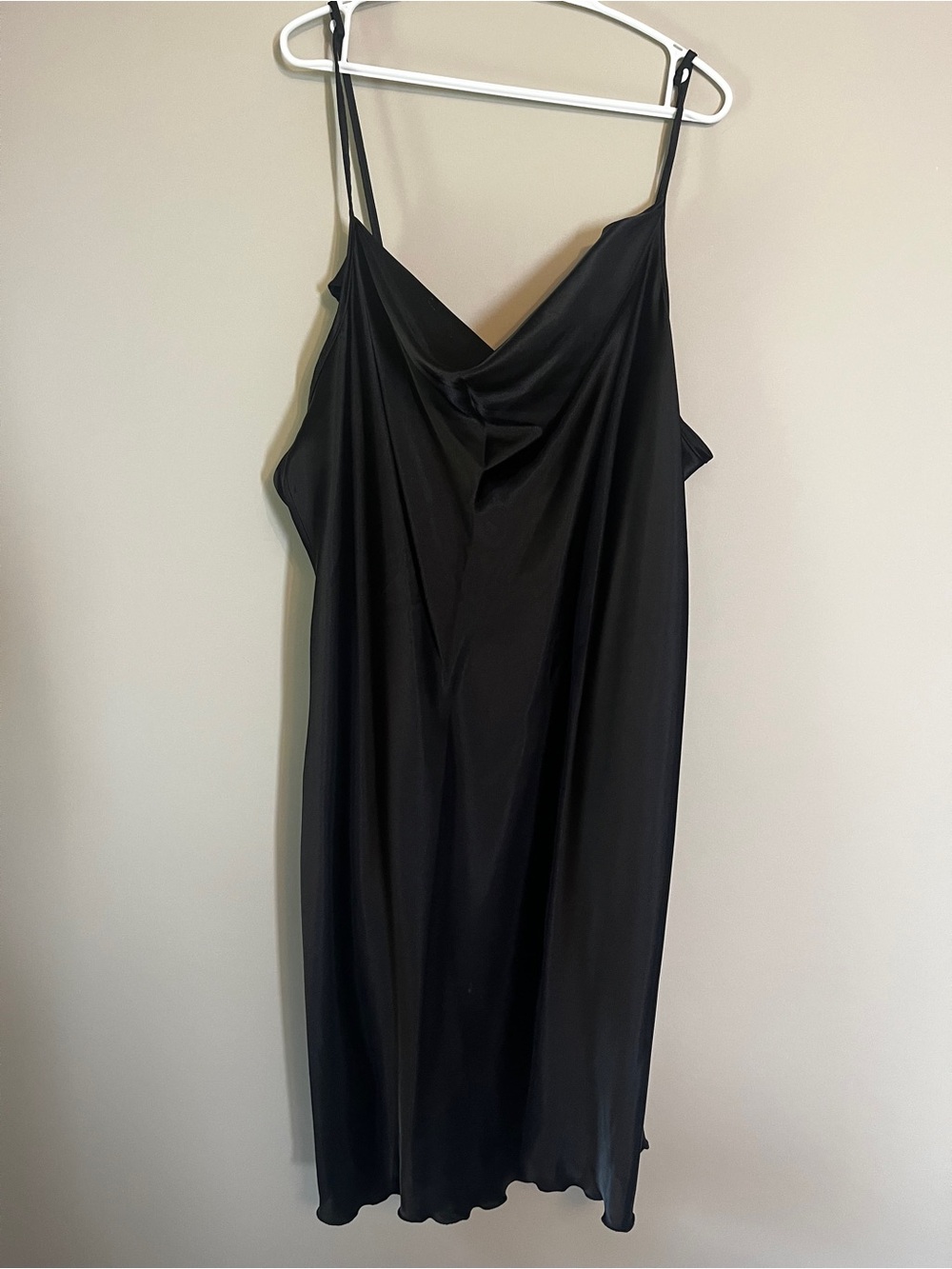 bebe Black Satin Cowl Midi Slip Dress
